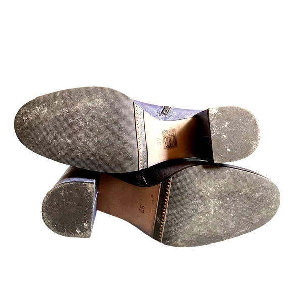 Davos Gomma Womens Leather Side Zip Block Heel Boots Round Toe Size 6.5US Blue - Picture 8 of 9